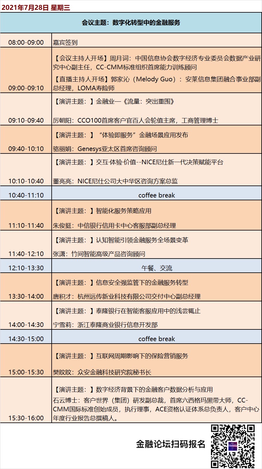 客户世界 • 新讲坛：金融2021（7月28日,上海）会议日程